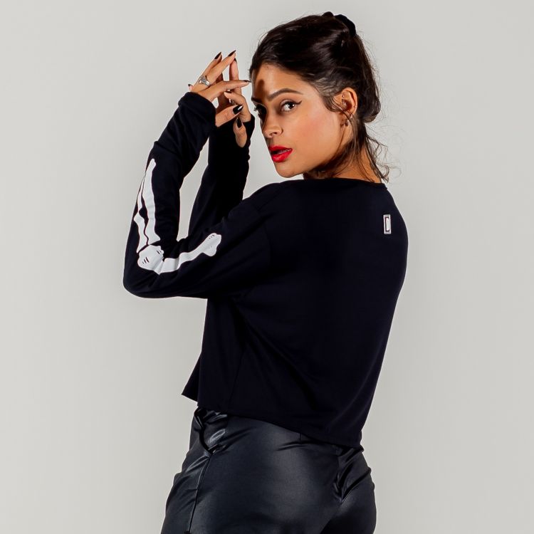 Blusa Skeleton Manga Longa